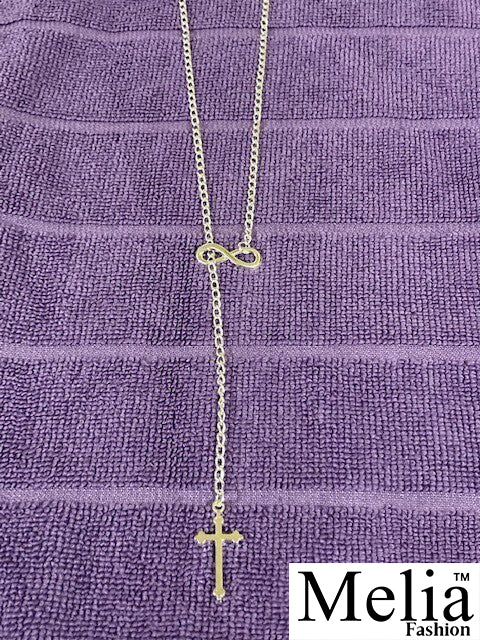 Cross Infinity Lariat Necklace Elegant