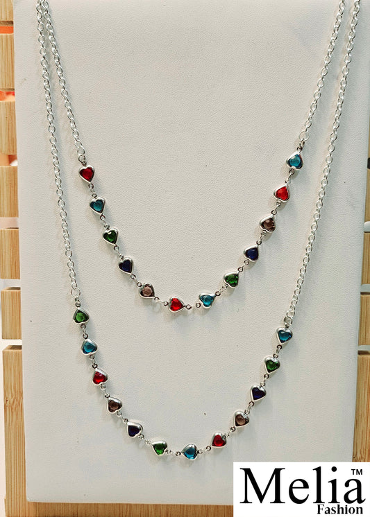 Many Hearts Double Layer Necklace